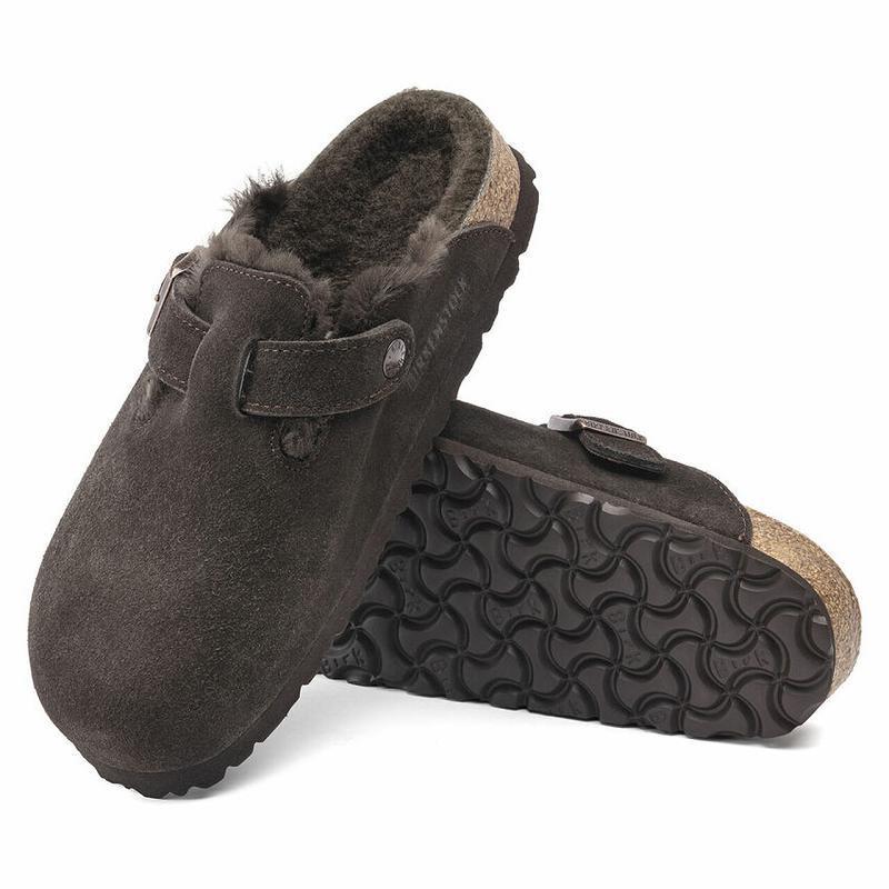 Birkenstock Ruskind Læder Boston Dame Kaffe | DK 323WNB